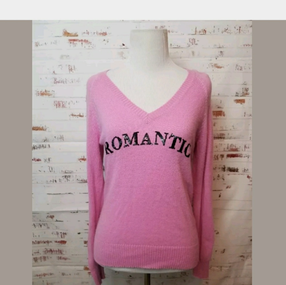 Wildfox Pink V-Neck Sweater - Picture 2 of 8
